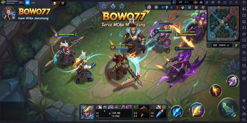 Gameplay seru dalam pertempuran tim di BOWO77.