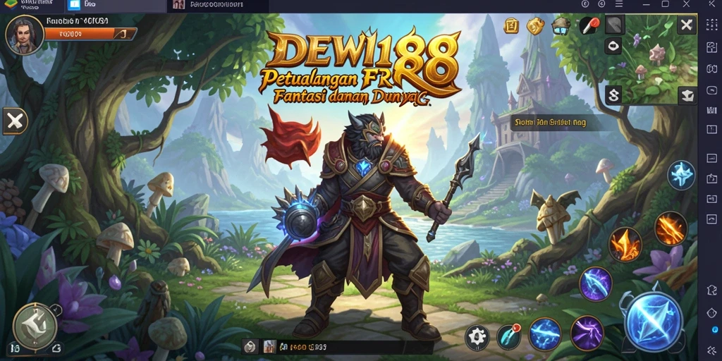 Tangkapan layar utama DEWI188 dengan aksi bertarung karakter RPG.