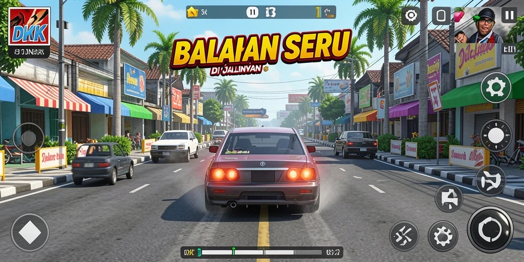 Tampilan gameplay DKK yang mendebarkan dan penuh aksi balapan.