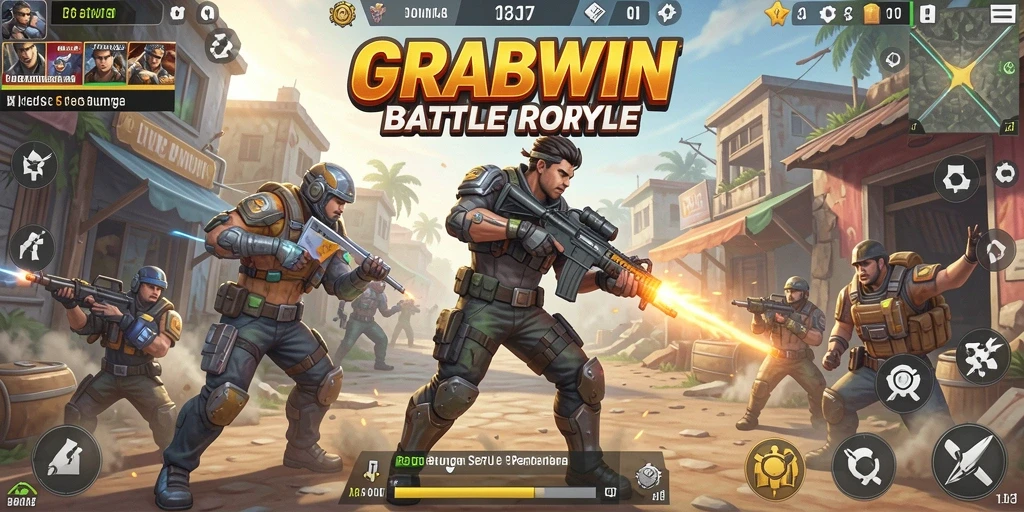 Tangkapan layar menampilkan aksi intens dalam permainan Battle Royale GRABWIN.