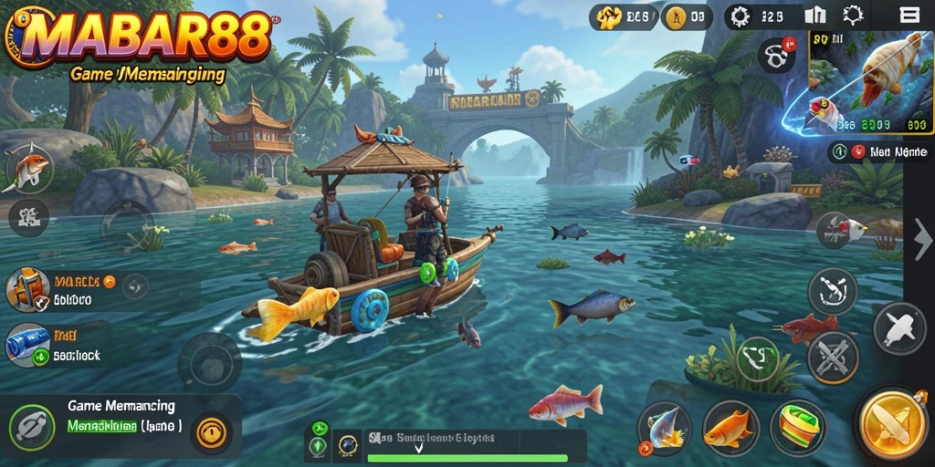 Tampilan gameplay MABAR88 saat menangkap ikan besar.