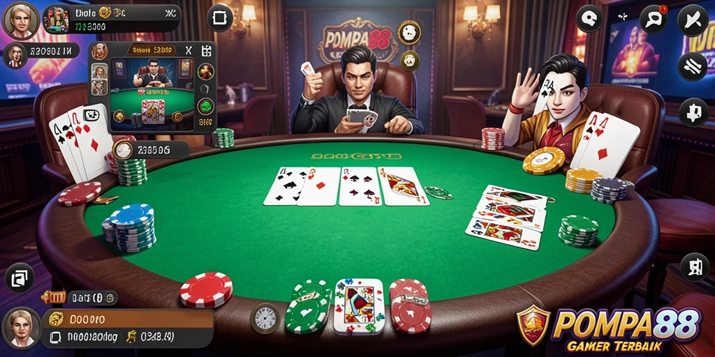Tampilan gameplay seru dari POMPA88 saat bermain Poker.