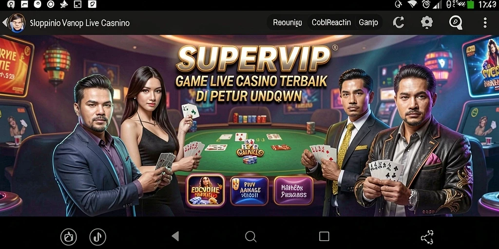 Screenshot gameplay SUPERVIP menampilkan dealer langsung yang interaktif.