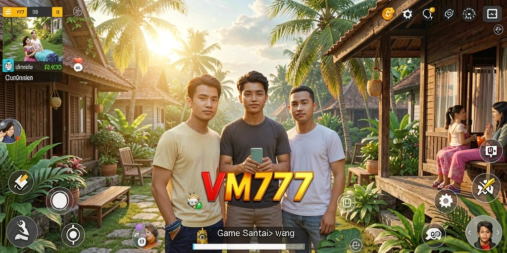 Tampilan gameplay VM777 yang ceria dan menghibur.